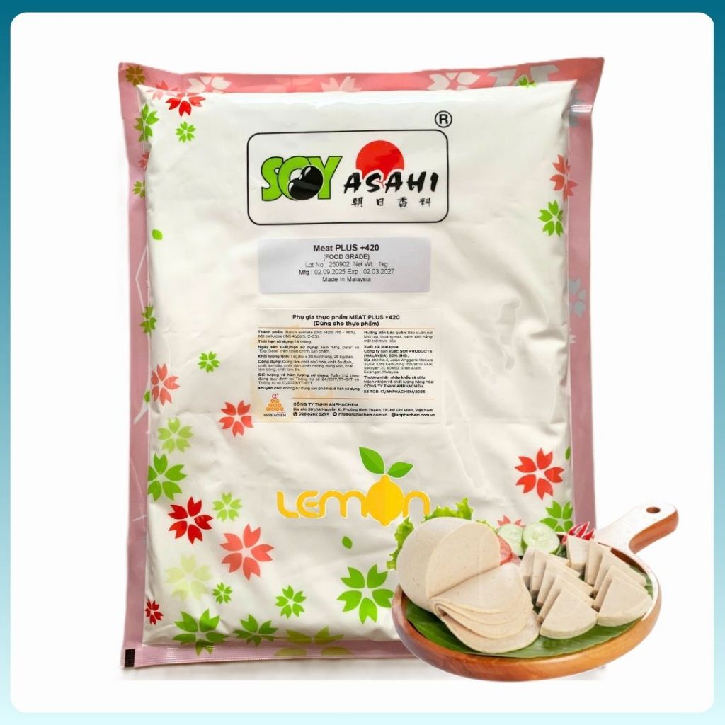1Kg Bột đạm đậu nành MEAT PLUS +420 (+320) Malaysia tạo độ dẻo, giữ nước cho xúc xích, giò chả