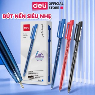 Combo 5/10/20 Bút Bi Nến Deli Mực Xanh/Đen/Đỏ Ngòi 0.7mm Có Nắp Viết Trơn Không Bị Vón Cục Dùng Cho Học Sinh Viết Số Vở