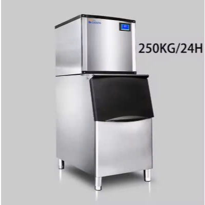Máy làm đá viên 250kg, công suất 850W, thùng chứa đá 150kg. Dùng cho các quán cafe, trà sữa