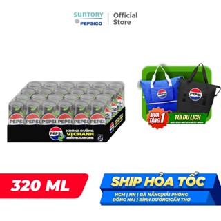Thùng 24 Lon Nước Uống Có Gaz Pepsi Vị Chanh Không Calo (320ml/lon)
