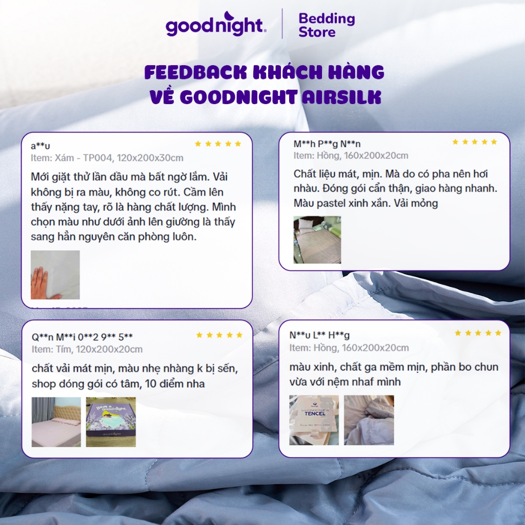 [ĐƠN 800K TẶNG 1 GỐI] Bộ Ga Gối 3 Món Goodnight Airsilk 20cm, Ga Giường Tencel Cao Cấp Mềm Mại, 9 Màu | BigBuy360 - bigbuy360.vn
