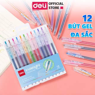  Set 12 Bút Gel Nhiều Màu Deli Bút Bi Nước Pastel Dùng Trang Trí Sổ Vở Bullet Journal Đánh Dấu Cho Học Sinh Văn Phòng 