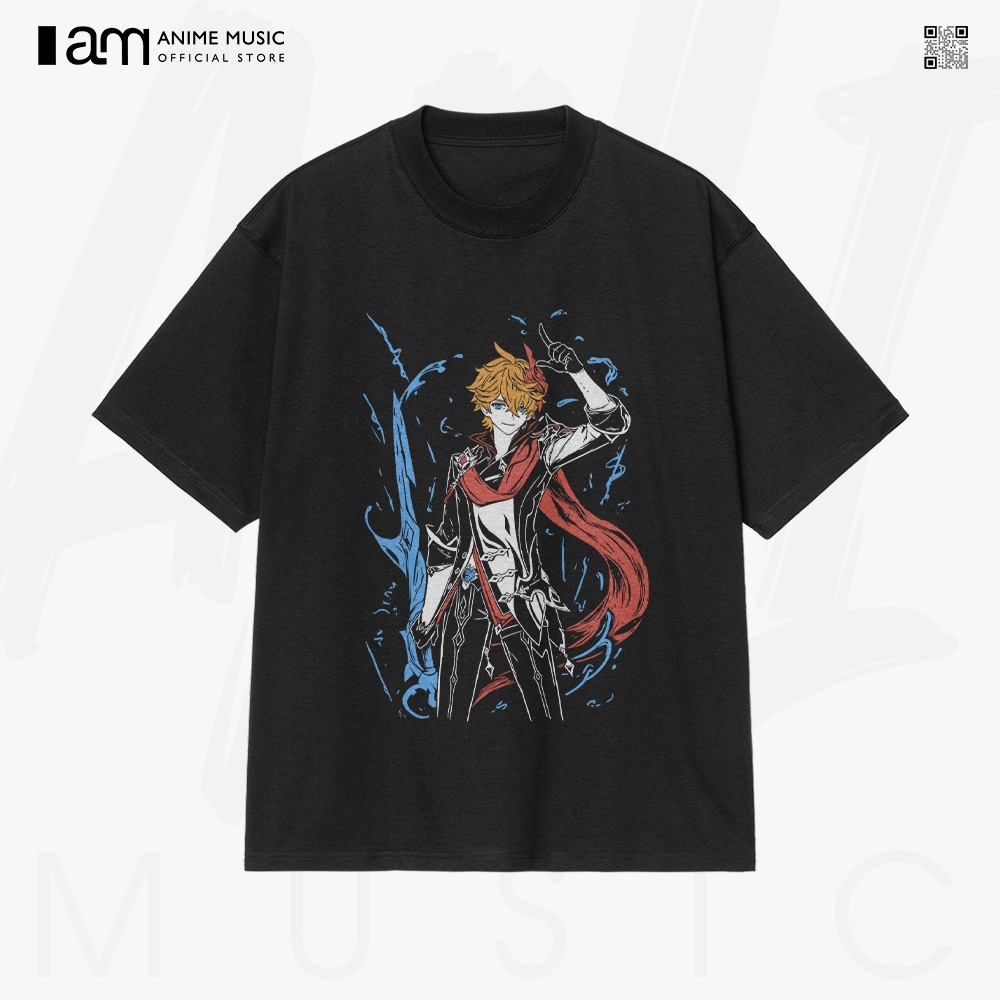 Áo thun Unisex Genshin Impact Childe Tartaglia Digital Art Oversized 100% Cotton ngắn tay