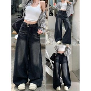  Quần Bò Jeans Nữ Ống Rộng Quần Bò Denim Suông Ống Rộng Trơn Màu Đen Khói Loang Bản Cạp Cao Siêu Hách Dáng Cực Đỉnh 