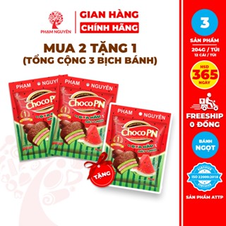 [MUA 2 TẶNG 1] Tổng cộng 3 Túi Bánh phủ socola Choco PN Dưa Hấu 204g | Bánh ăn vặt | Đồ ăn vặt
