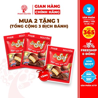 [MUA 2 TẶNG 1] Tổng cộng 3 túi Bánh phủ socola Choco PN SoSof 216g | Bánh ăn vặt Socola | Đồ ăn vặt