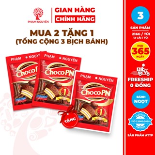 [MUA 2 TẶNG 1] Tổng cộng 3 Bịch Bánh phủ socola Choco PN - Thương hiệu số một 216g | Đồ ăn vặt