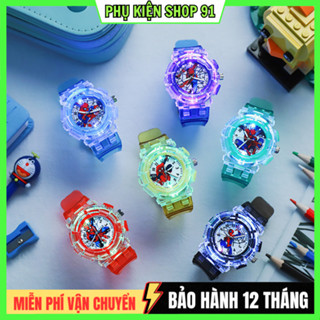 Đồng Hồ Siêu Nhân Nhện Nhiều Màu Cho Bé Trai Có Đèn LED Phát Sáng, Chống Nước