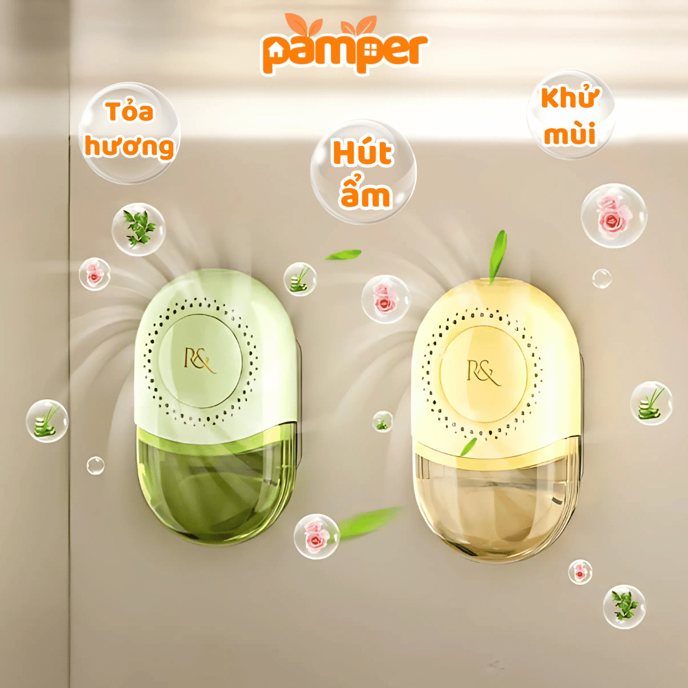 Hộp Hút Ẩm Tái Sử Dụng Tỏa Hương Thơm PAMPER, Hộp Hút Ẩm Dung Tích 500ML Chống Ẩm Mốc Quần Áo