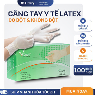 [Hộp 100 chiếc] Găng tay y tế cao su Latex không bột và có bột- Dùng cho spa, nha khoa, thẩm mỹ