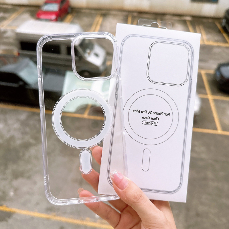 Ốp lưng trong suốt chống sốc hỗ trợ sạc từ tính không dây cho điện thoại ip từ X 11vpro 12 13 14 15 plus 16 17  promax | BigBuy360 - bigbuy360.vn
