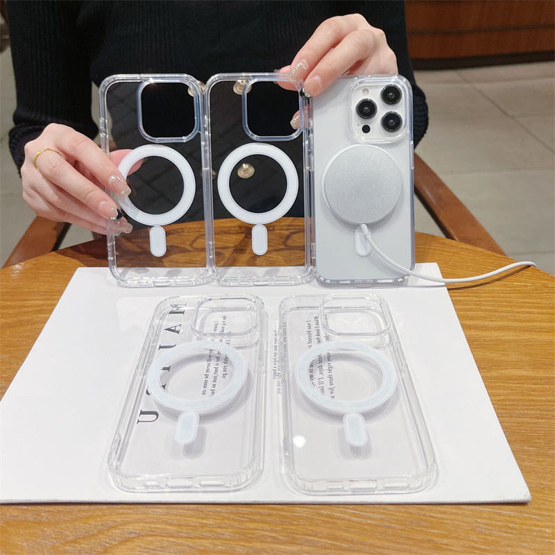 Ốp lưng trong suốt chống sốc hỗ trợ sạc từ tính không dây cho điện thoại ip từ X 11vpro 12 13 14 15 plus 16 17  promax | BigBuy360 - bigbuy360.vn