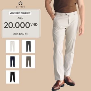 Quần âu trơn nam CEFFYLO màu đen chất vải cotton thoáng mát có độ bền cao co giãn phom slimfit