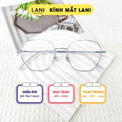Gọng kính cận nam nữ Lani titan không gỉ dáng đa giác thời trang