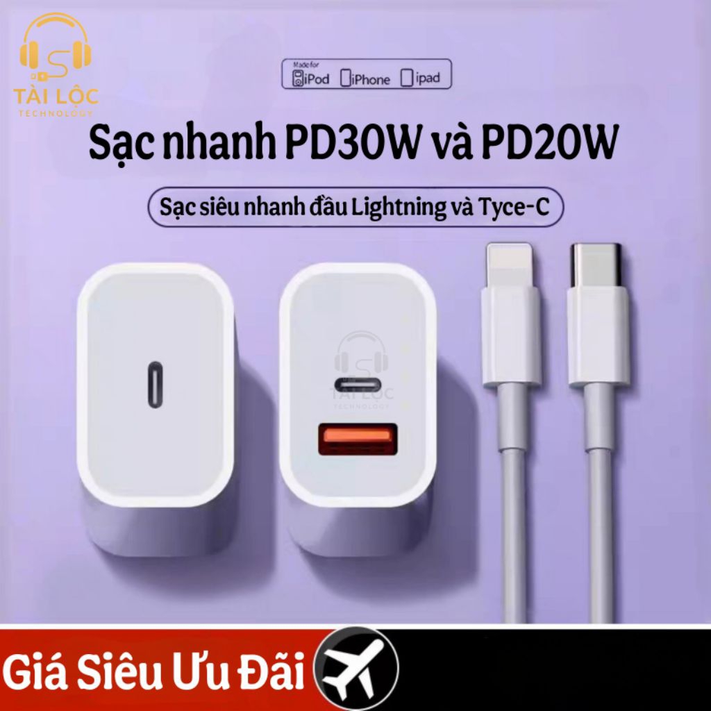 Bộ Sạc Nhanh 20W - 30W - Bộ Dây Sạc Nhanh Cao Cấp - PD20W - PD30W - Giá Siêu Rẻ - Siêu Chất Lượng
