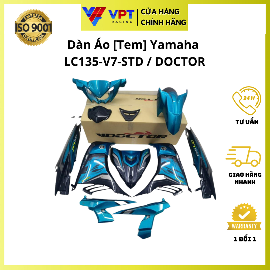 Dàn áo [Tem] LC 135-V7 | Áo Exciter 135-2017 xanh ngọc đen chính hãng DOCTOR 55D(V7).DR