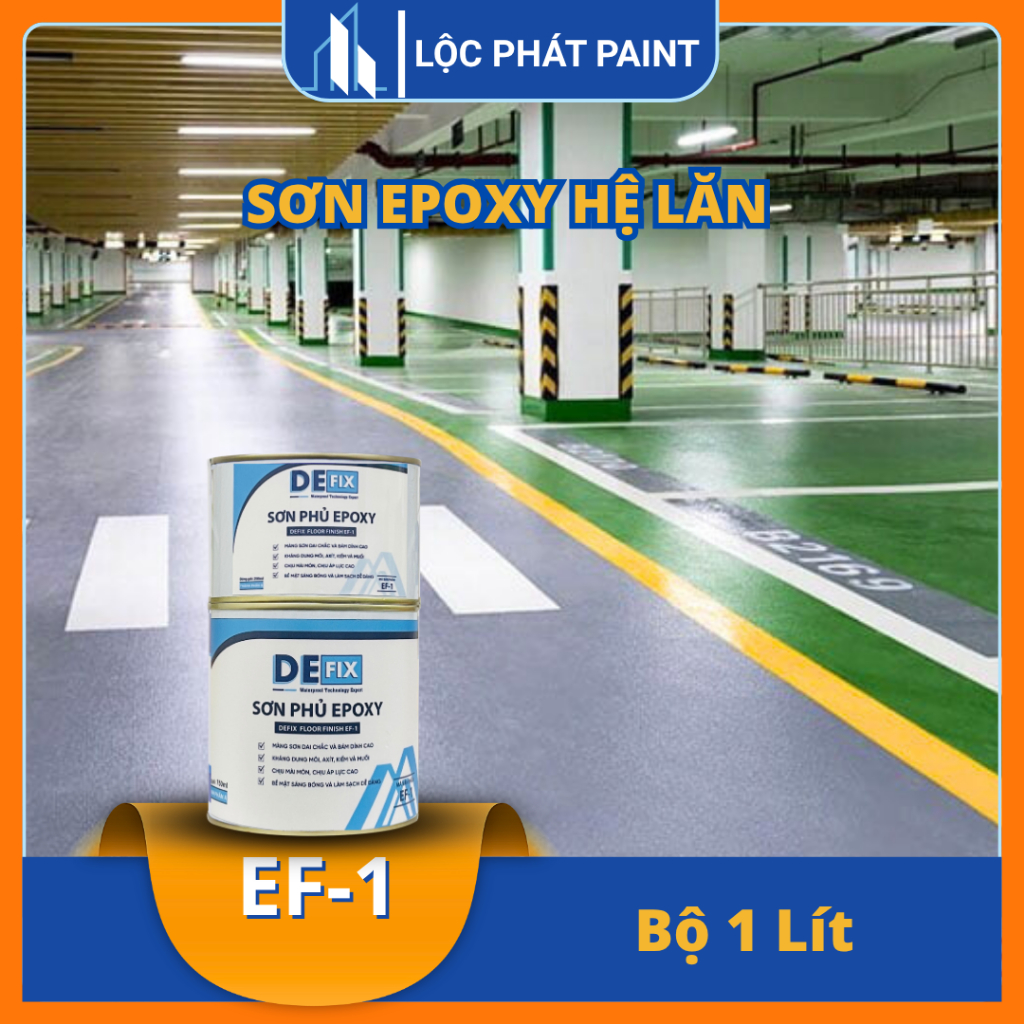 DEFIX - [1Lit/Bộ] Sơn sàn epoxy hệ lăn, sơn epoxy sàn nhà xưởng, chịu mài mòn, chịu tải trọng