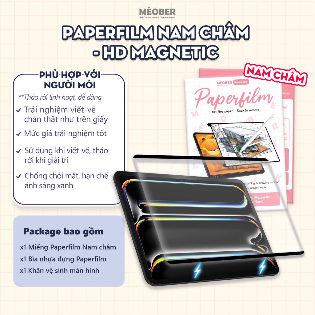 [Paperlike Nam Châm] Dán màn hình iPad BerPaper Magnetic Paperfilm - Hỗ trợ viết như trên giấy by MèoBer | BigBuy360 - bigbuy360.vn