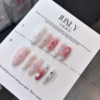  Nailbox trắng thỏ hồng JUNLY - nail box thiết kế móng giả tông hồng đơn giản đi chơi đi học 286 