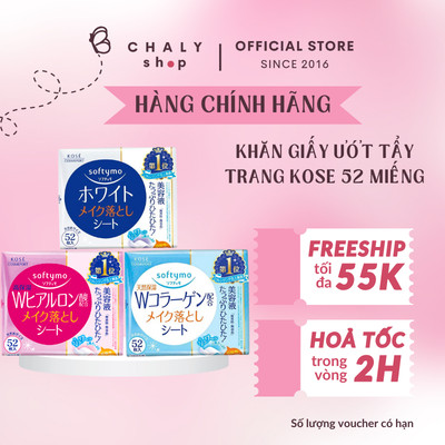 Khăn giấy ướt tẩy trang Softymo Makeup Remover Sheet Kose 52 miếng Nhật Bản
