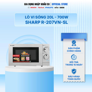 Lò Vi Sóng Không Nướng SHARP R-207VN-SL| Công Suất 700W | Dung Tích 20L | Núm Xoay Cơ | Bảo Hành 12 Tháng