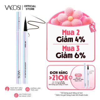 Bút Kẻ Mắt Nước 24H VACOSI Không Lem Waterproof Eyeliner - Đầu Bút Lông, 2 Màu Mực Đen / Nâu