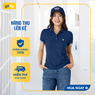  10%  Áo polo nữ thể thao phối bo tay YODY vải waffle siêu co giãn WAPO25A469