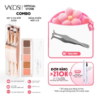Combo Makeup Dành Cho Mắt Số 02 Vacosi SC02-VP29 Gồm 2 món: Set cọ mắt SC02 & Phấn mắt 5 ô