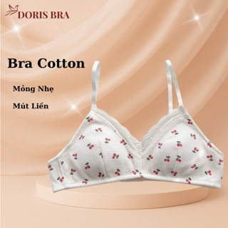 Áo lót DORIS, áo bra nữ BR305 cotton không gọng hoạ tiết hoa quả, áo lót nữ mút mỏng mềm mại ôm sát