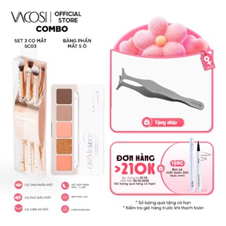 Combo Makeup Dành Cho Mắt Số 03 Vacosi Gồm 2 món: Set cọ mắt SC03 & Phấn mắt 5 ô
