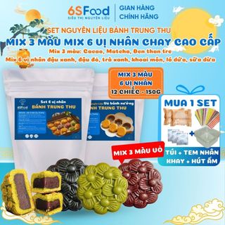  Set Làm Bánh Trung Thu Nướng Chay Cao Cấp Mix 6 vị 12 Chiếc 150gr - Nhà 6SFOOD 