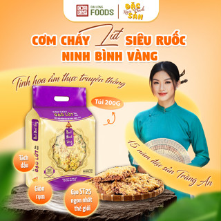 Cơm cháy gạo lứt siêu ruốc (Chà bông)  đặc sản Ninh Bình Vàng xử lý tách dầu cao cấp 200g