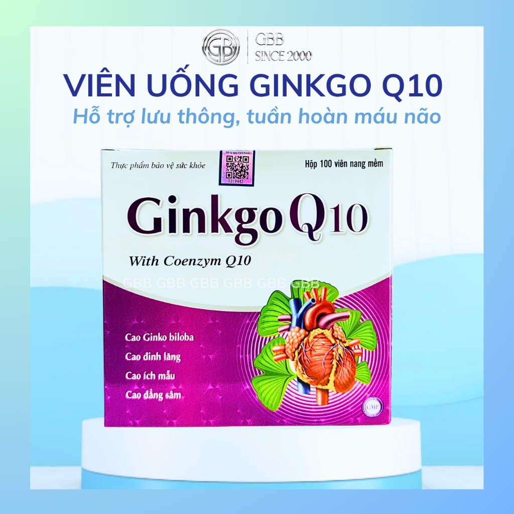 Ginko Q10 bổ não, giúp tăng cường tuần hoàn não (Hộp 100 viên)