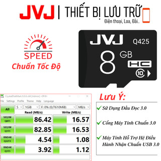 Thẻ Nhớ JVJ 8G Class 10 - Dùng Cho Điện Thoại, Máy Ảnh, Loa, Đài,... Bảo Hành 5 Năm