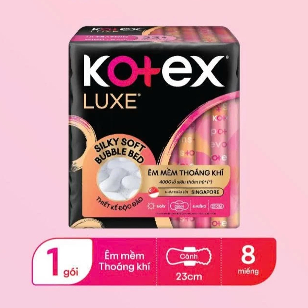 Băng vệ sinh Kotex LUXE ngày cánh 23cm x 8 miếng