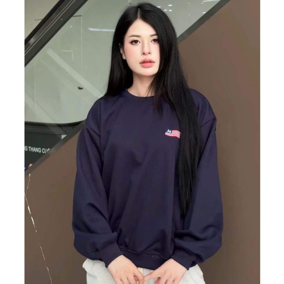 Áo sweater thêu cờ Mỹ nỉ 2 da cao cấp áo nỉ nữ dài tay bo gấu nhiều màu hottrend hàng loại đẹp A24 PANOSI | BigBuy360 - bigbuy360.vn