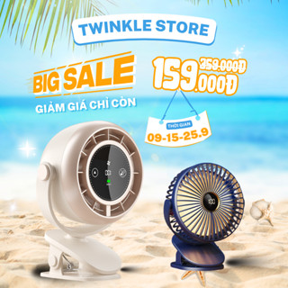  Quạt Kẹp Xe Đẩy Cho Bé Mini Tích Điện Siêu Mát Xoay 720 Độ Không Ồn Pin Trâu 24h 20000mAh 5 Chế Độ 