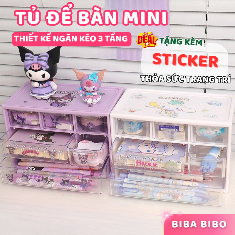 Tủ đồ để bàn mini 3 tầng nhiều ngăn kéo, kệ sách để bàn đựng dụng cụ học tập có ngăn kéo BIBA BIBO