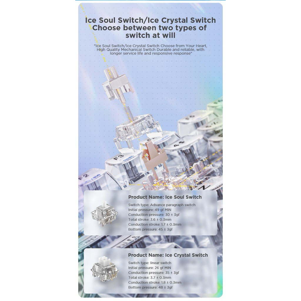 AULA F98 PRO BÀN PHÍM CƠ GAMING 3 MODE