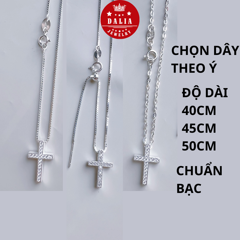 Dây chuyền thánh giá đá basic bạc chuẩn mẫu 10 DaLiA Jewelry dây lẻ chữ thập cá tính bạc thật,đẹp