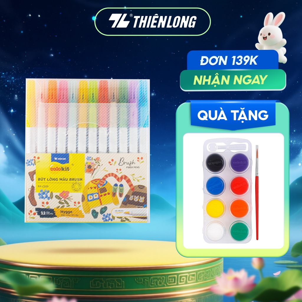 Bút lông màu Fiber Pen Thiên Long Colokit 5/12/24 màu Morandi đầu Brush - viết màu lông an toàn tiêu chuẩn Châu Âu