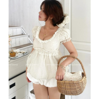  Suri Top - Áo kiểu nữ áo babydoll nữ áo bí nữ phối ren cổ 