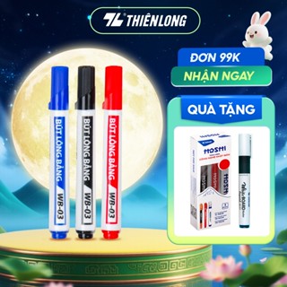 Hộp 10 Bút lông bảng WB-03 Thiên Long - Bút viết bảng trắng, đầu bút marker êm trơn, mực dễ xóa sạch, không hại da tay