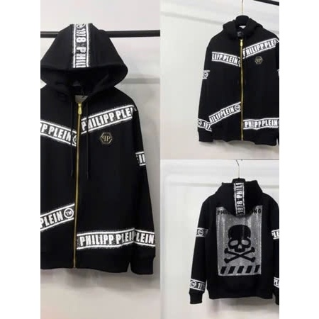 Áo Khoác Hoodie Philip Plein NHIỀU MẪU Đính Kim Tuyến Kim Tuyến Dải Đầu Lâu Chéo - Áo Khoác Nam Nữ P