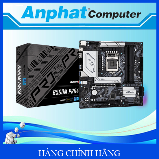 Bo mạch chủ Main ASROCK B560M PRO4 Intel B560/Socket 1200/m-ATX/4 khe Ram DDR4 - Hàng chính hãng - B