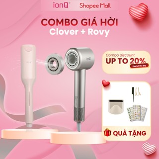 Combo máy sấy tóc ionQ Clover 500 triệu ion âm và Máy uốn tóc xoăn sóng nước Hippie ionQ Rovy