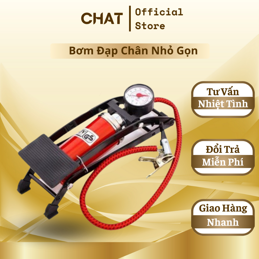 Bơm Đạp Chân Mini 1 Piston Đa Năng Xe Đạp, Xe Máy, Ô Tô, Bơm Phao, Bóng Tiện Lợi Sử Dụng (GVQ Store)