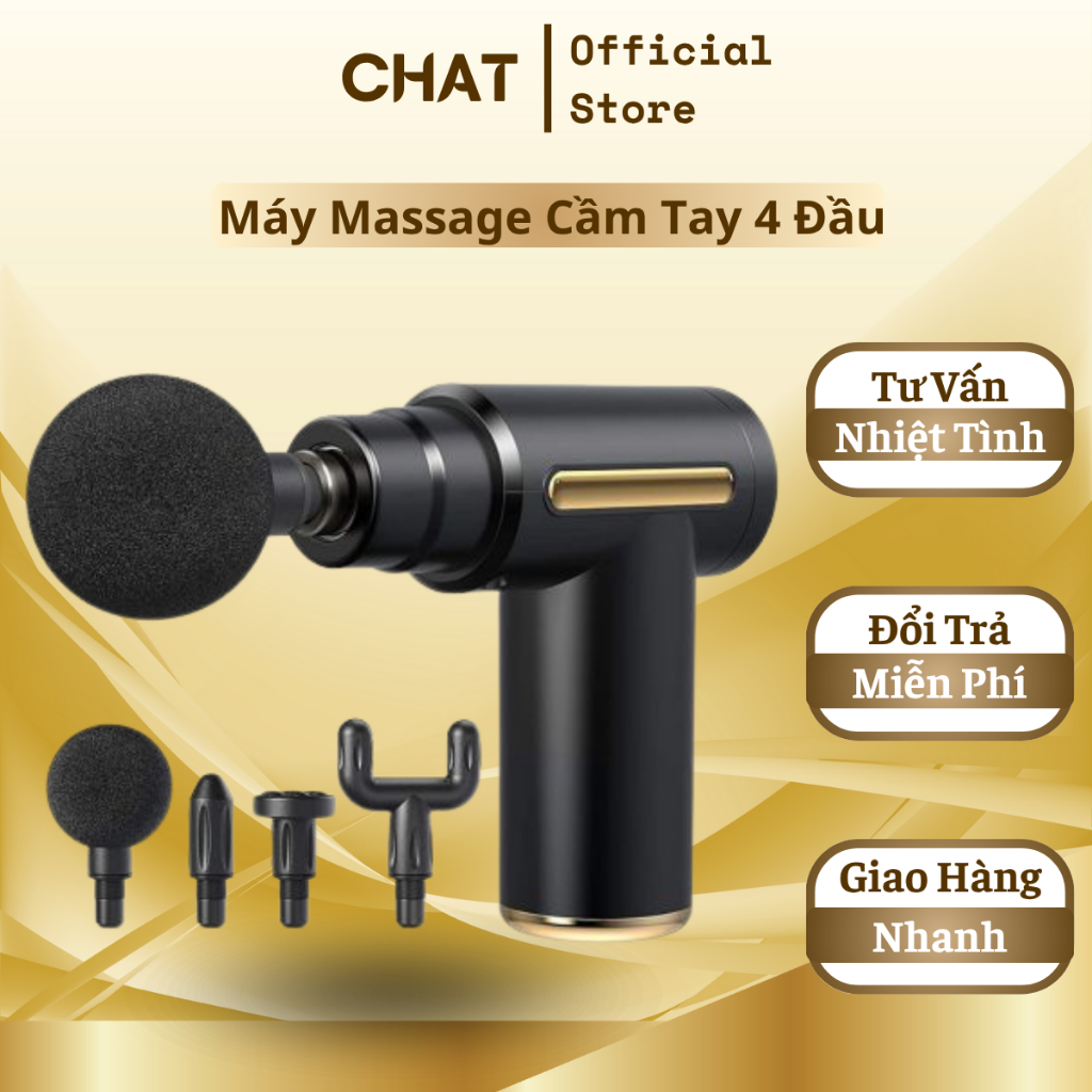 Máy Massage Cầm Tay 4 Đầu 6 Chế Độ Giãn Cơ Giảm Mệt Mỏi Cao Cấp GVQ Store