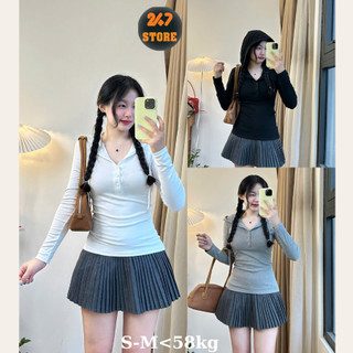 Áo thun dài tay phối mũ chất mềm Áo thun dài tay ôm body 247STORE A.thundaitay432_P5k2