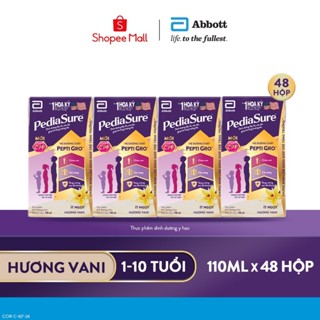 [HANNAH LIVE] 1 thùng 48 hộp PediaSure 1-10 tuổi dạng pha sẵn hương Vani 110ml